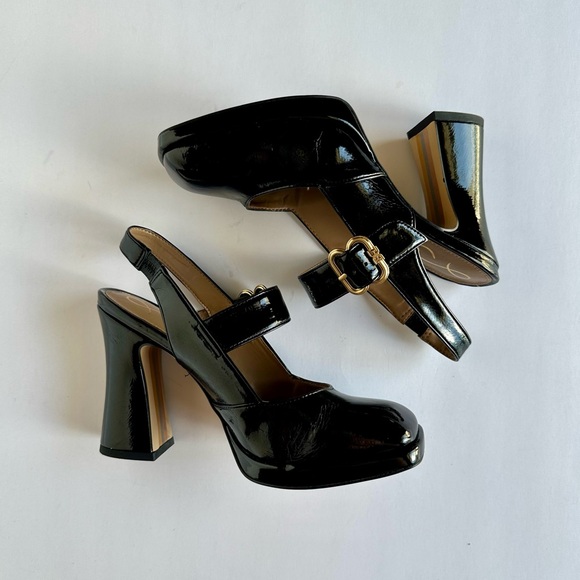 Sam Edelman Jildie Slingback Mary Jane Heels Black Patent NWOB Size 6.5 - Picture 3 of 16